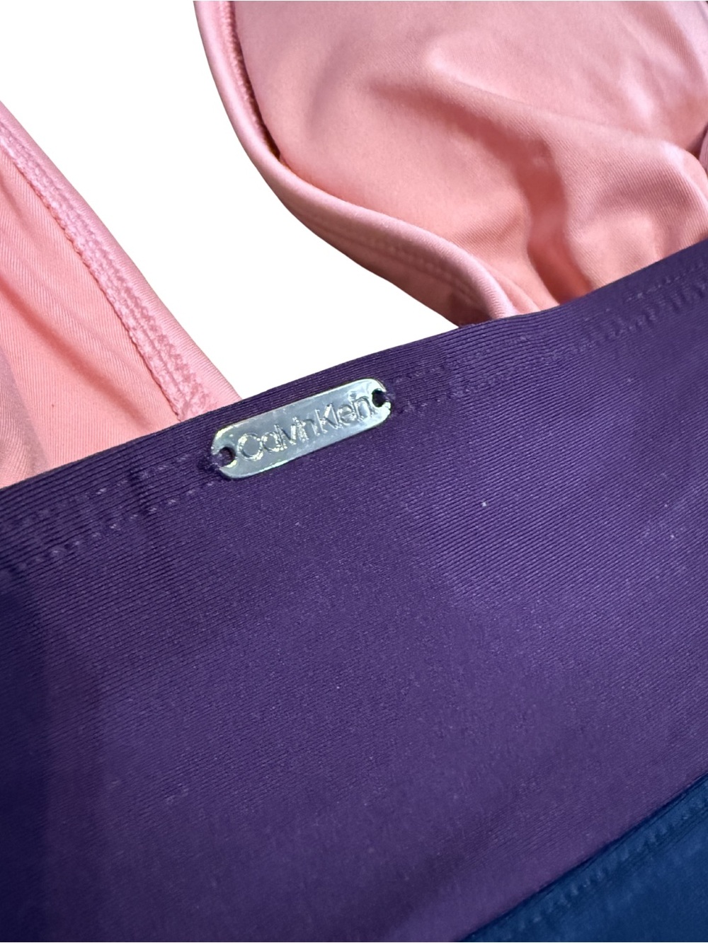Calvin Klein Swimwear One Piece Swimsuit Size 10 Pink Purple Navy Colorblock - Picture 5 of 7